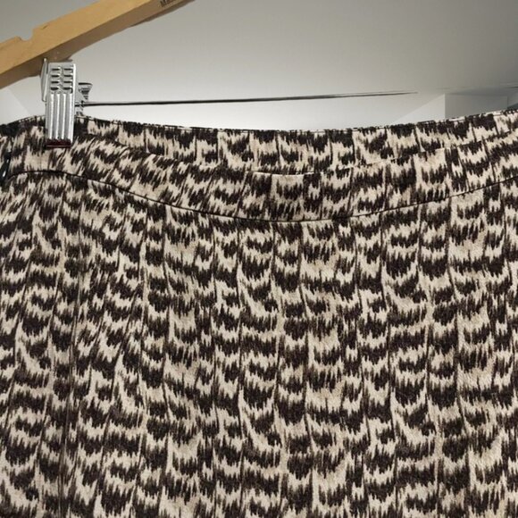 H&M Midi Skirt Size 12 | Brown & Cream Print | Side Slit | 100% Viscose - Picture 7 of 11